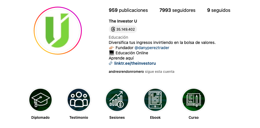 Instagram oficial de The Investor U