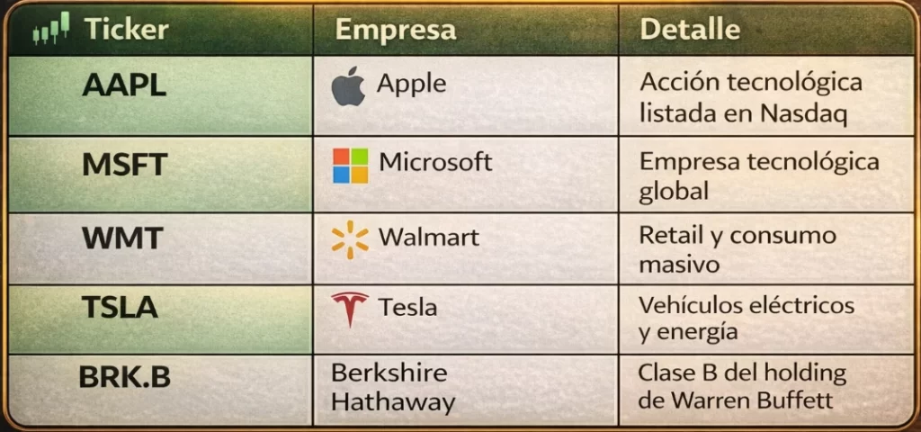 ticker de una acción