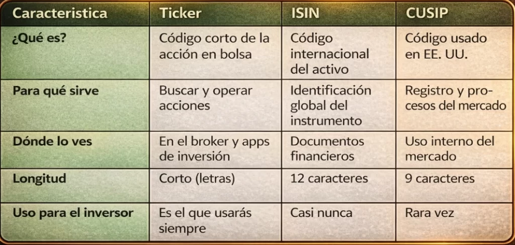 ticker de una acción