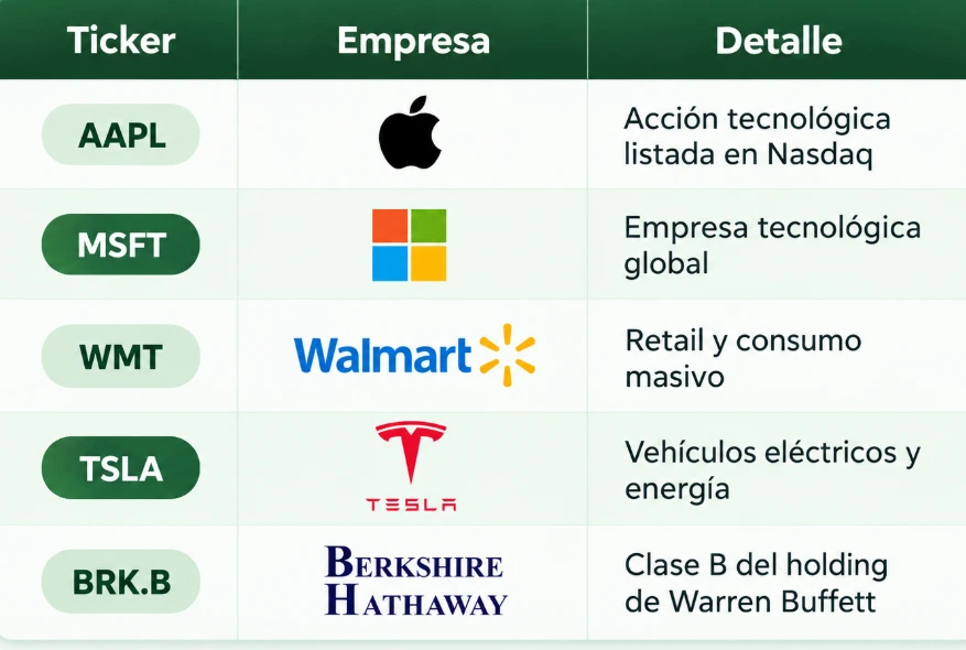 ticker de una acción